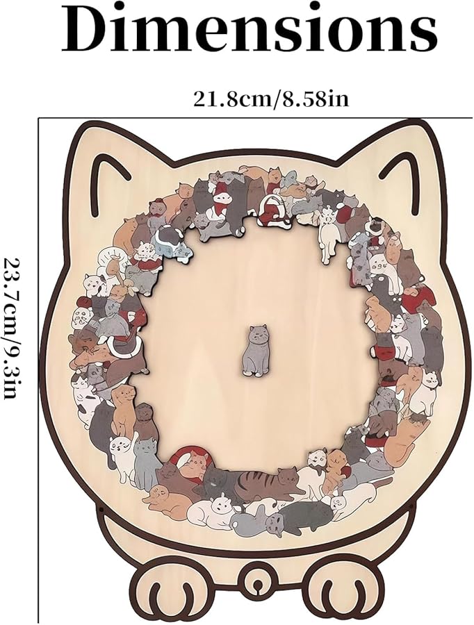 لغز خشبي على شكل قطة بنية 135 قطعة قطط حيوانات فريدة ديكور منزلي هدية - Image 5